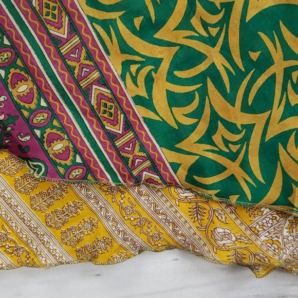 Darn Good Yarn Sari Silk Wrap Skirt Ankle Goddess - Picture 8 of 16